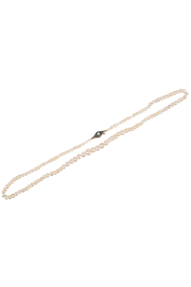 Silver, 18k Gold Pearl and Diamond Necklace