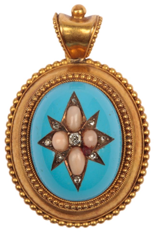 Gold Coral and Diamond Pendant