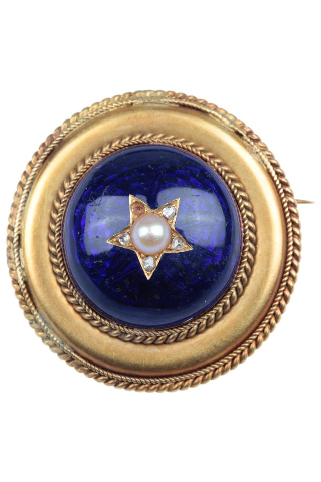 Gold Pearl and Diamond Brooch