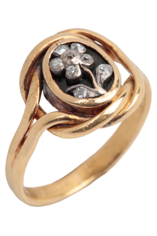 Gold Onyx and Diamond Ring
