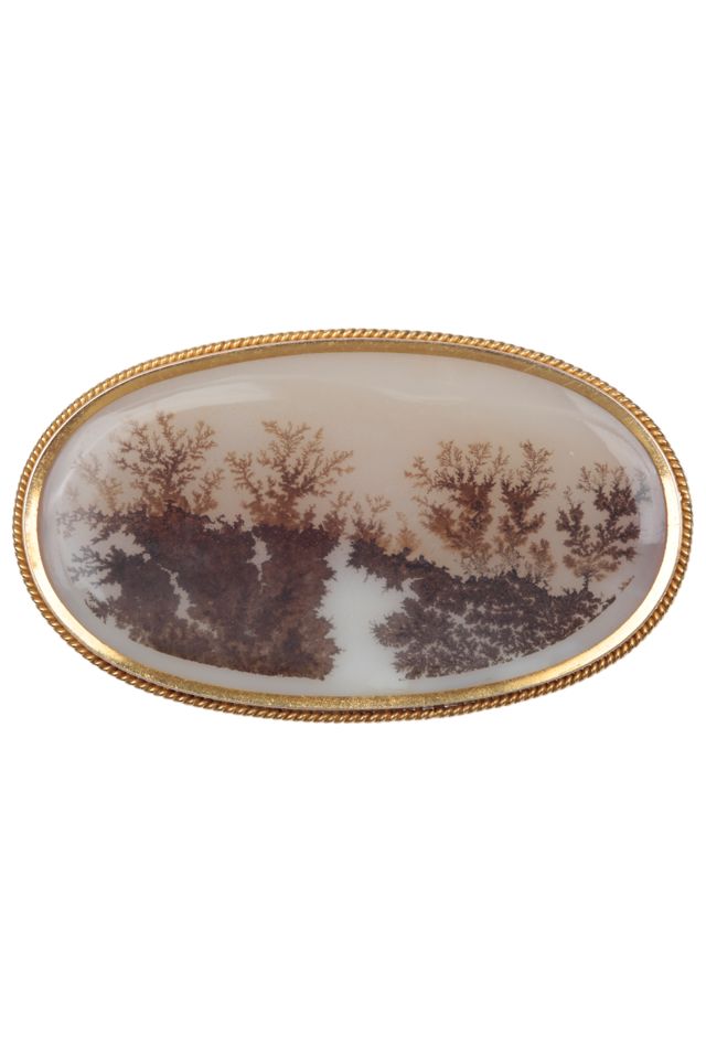 Gold Agate Brooch