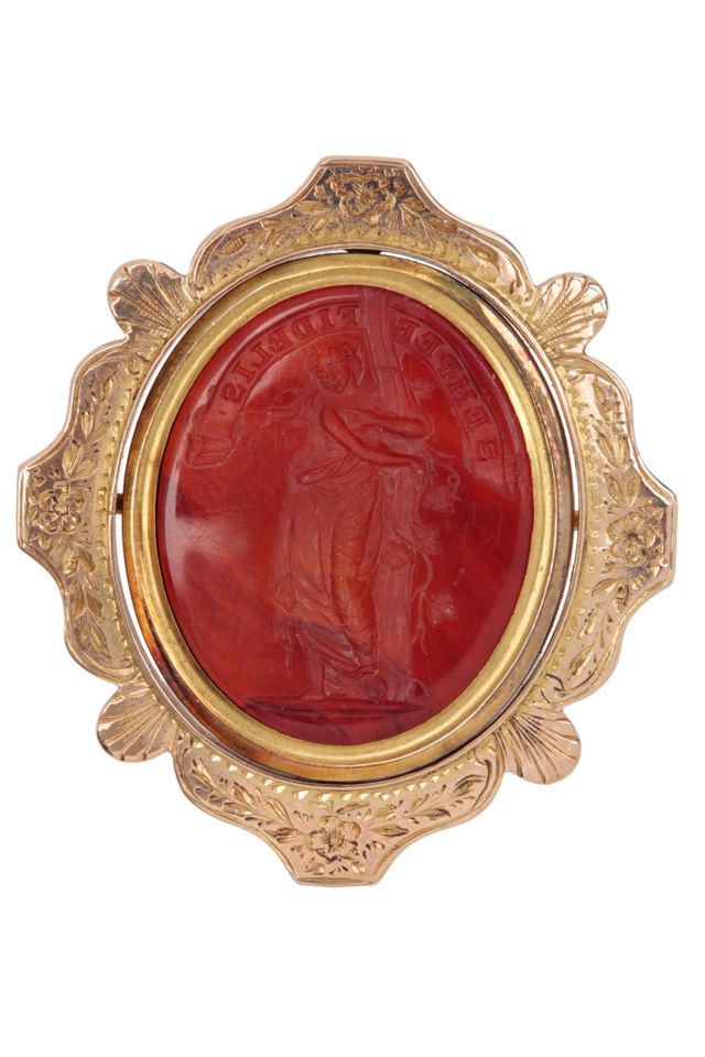 Gold Carnelian Brooch