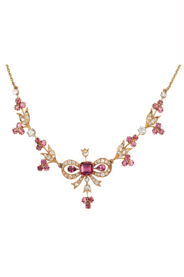 Gold Tourmaline and Diamond Necklace