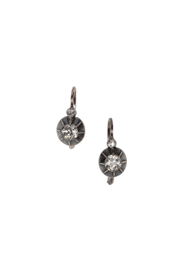 Silver and Gold Diamond Earrings