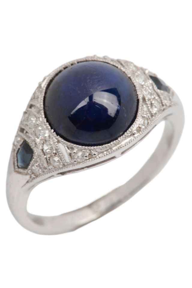 Platinum Sapphire and Diamond Ring