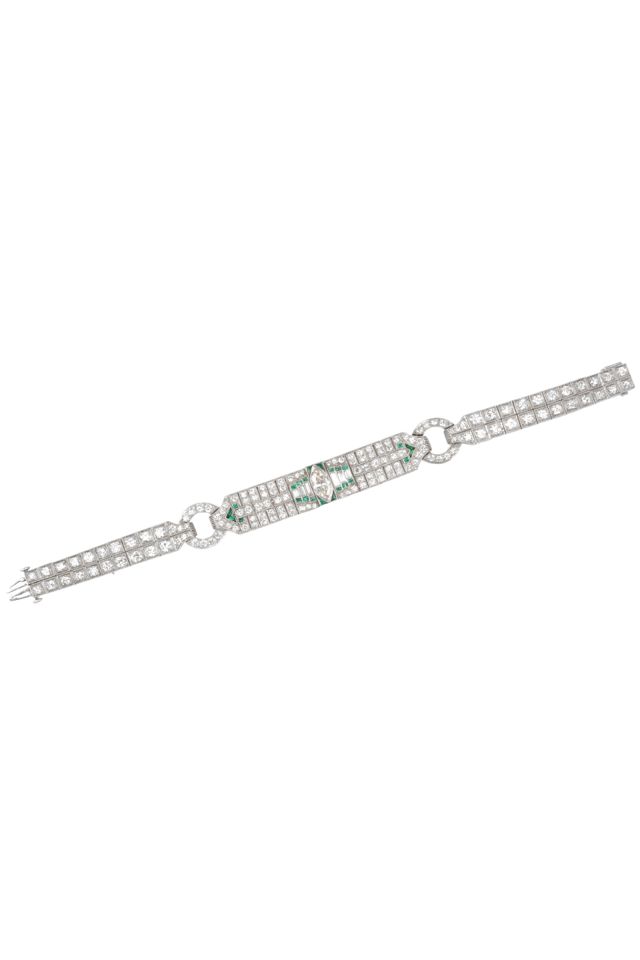 Platinum Emerald and Diamond Bracelet
