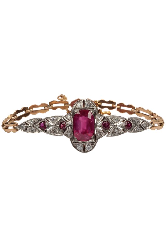 Gold Ruby and Diamond Bracelet
