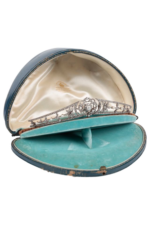 Silver and Gold Pearl and Diamond Tiara