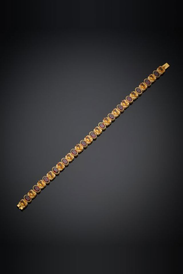 Garnet, Citrine and Diamond Bracelet