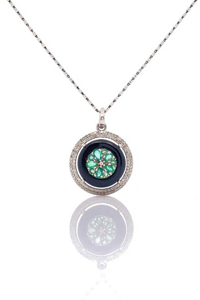 Sterling Silver Multi-Gem Pendant Necklace