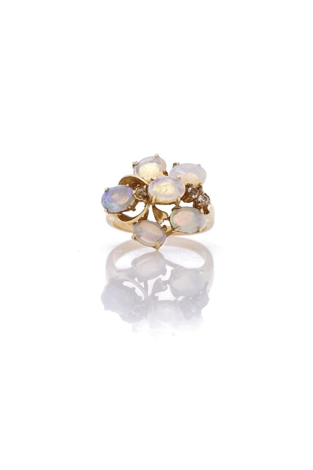 14k Gold Opal and Topaz Ring