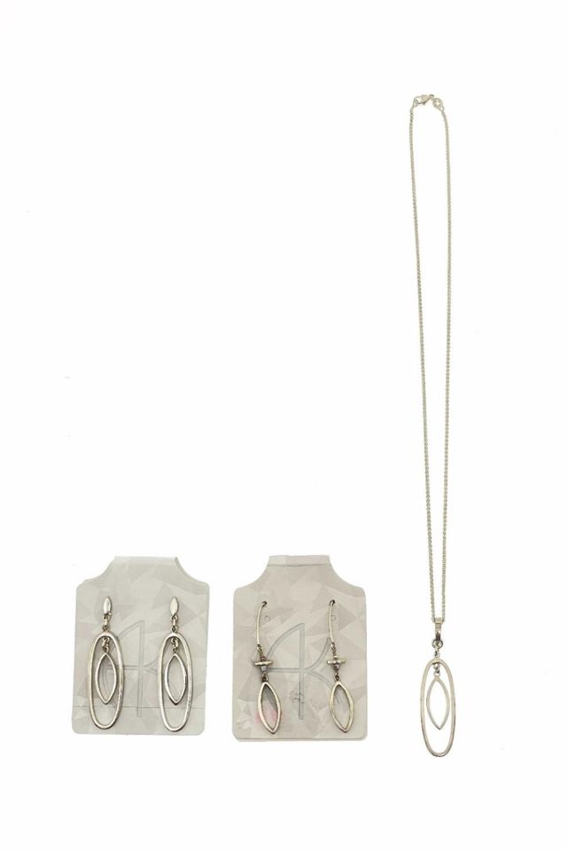 Sterling Silver Pendant Necklace and Earrings