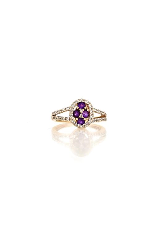10k Gold Amethyst and Diamond Ring