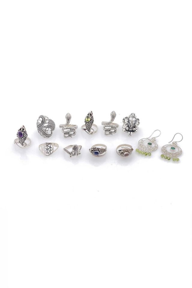 Sterling Silver Multi-Gem Rings and Earrings