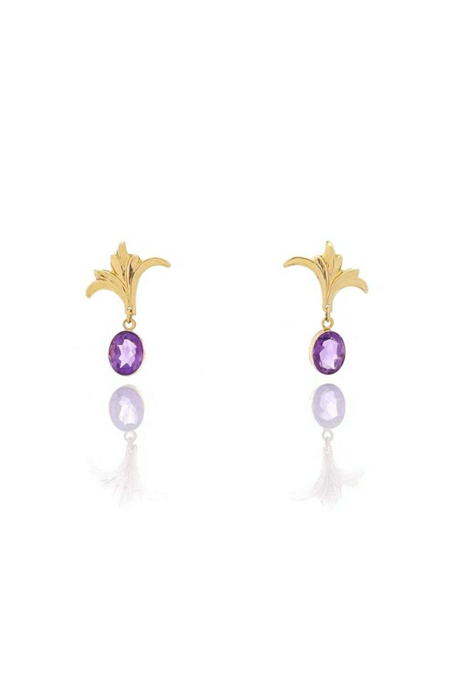 14k Gold Amethyst Earrings