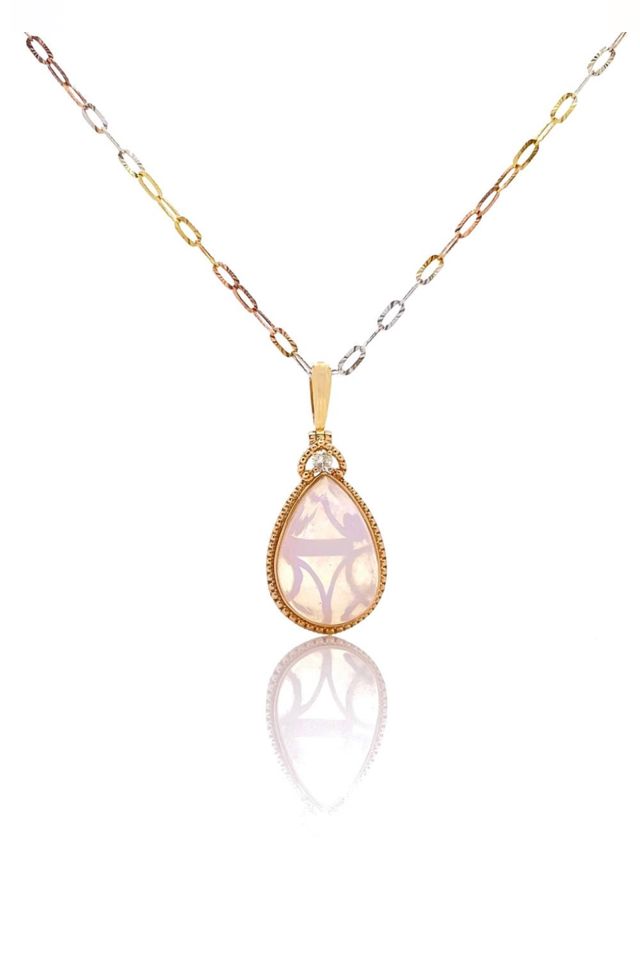 Sterling Silver Opal and Diamond Pendant Necklace