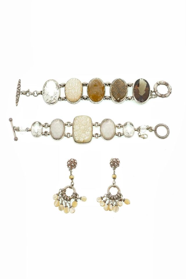 Sterling Silver Quartz Bracelets and Earrings