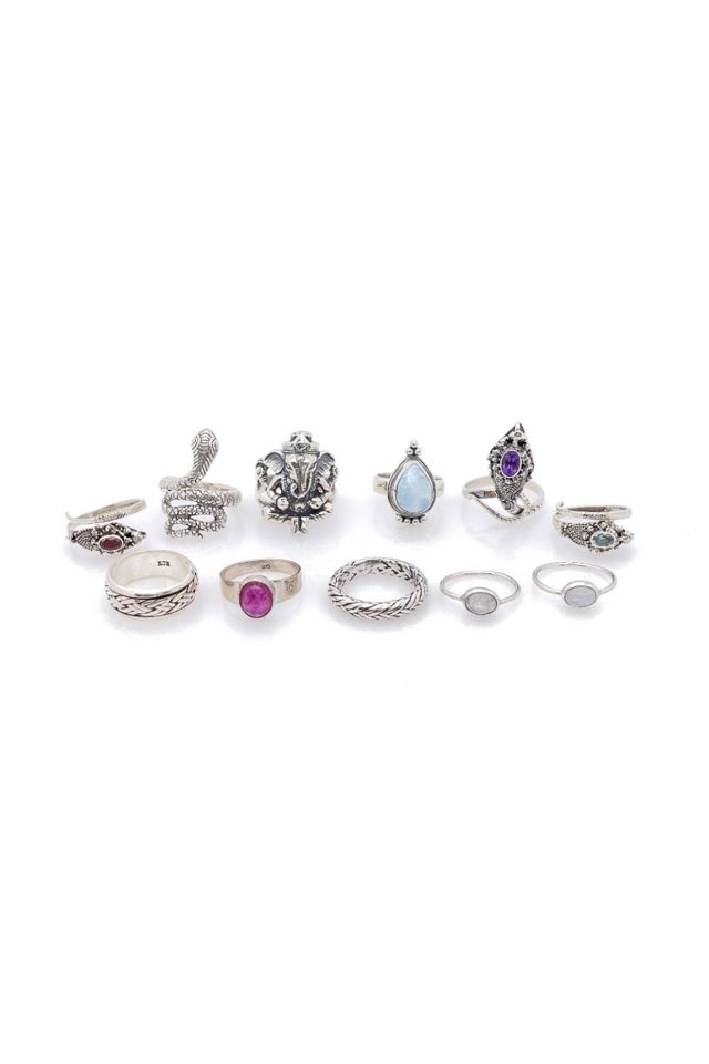 Eleven Sterling Silver Multi-Gem Rings