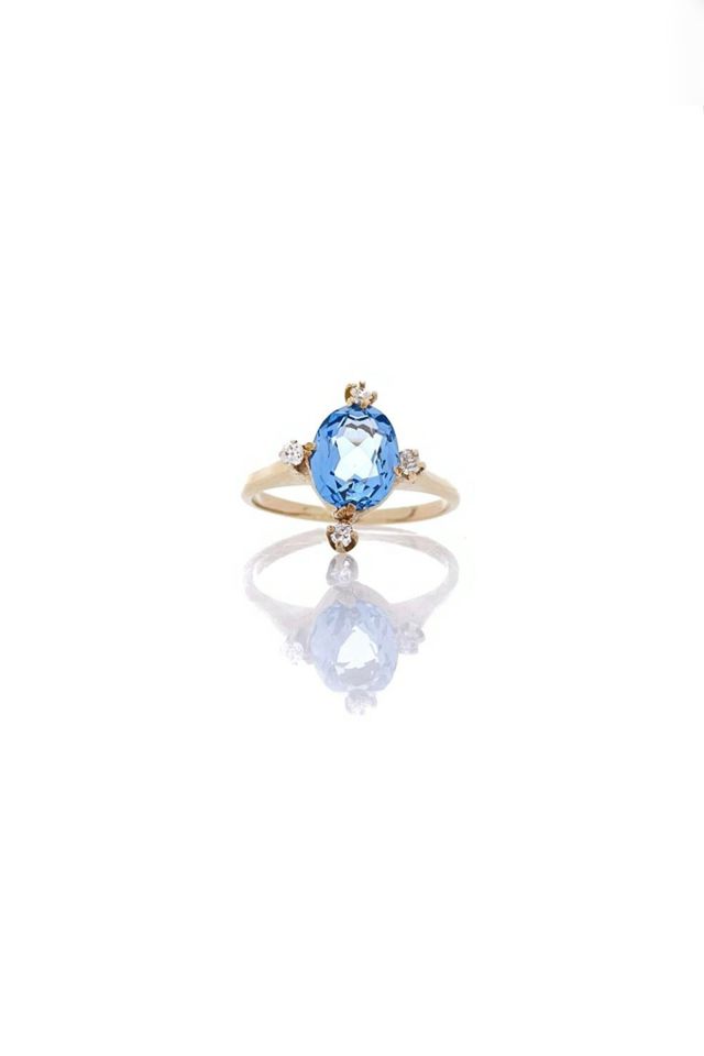 14k Gold Topaz and Diamond Ring