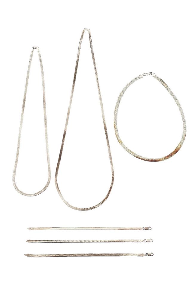Sterling Silver Herringbone Jewelry Set