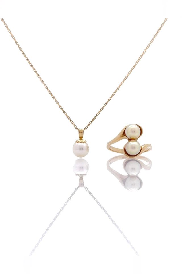 14k Gold Pearl Ring and Necklace