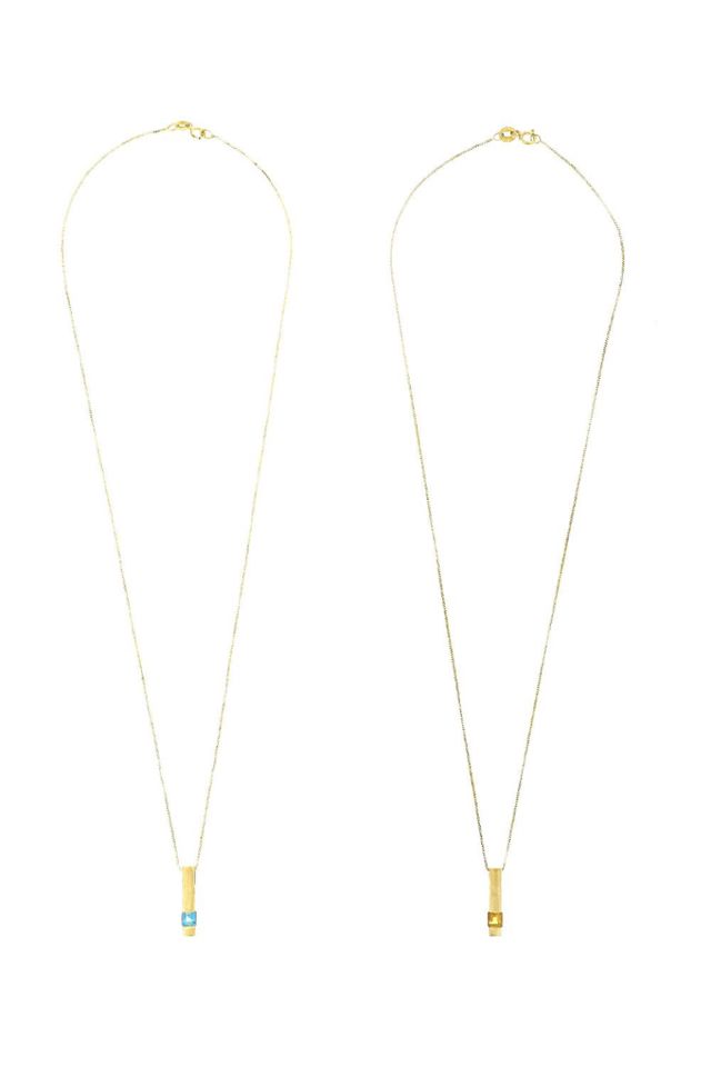 14k Gold Citrine and Topaz Pendant Necklaces