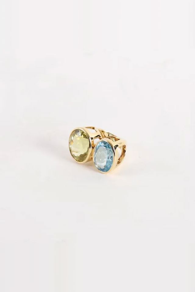 18k Gold Topaz and Citrine Ring