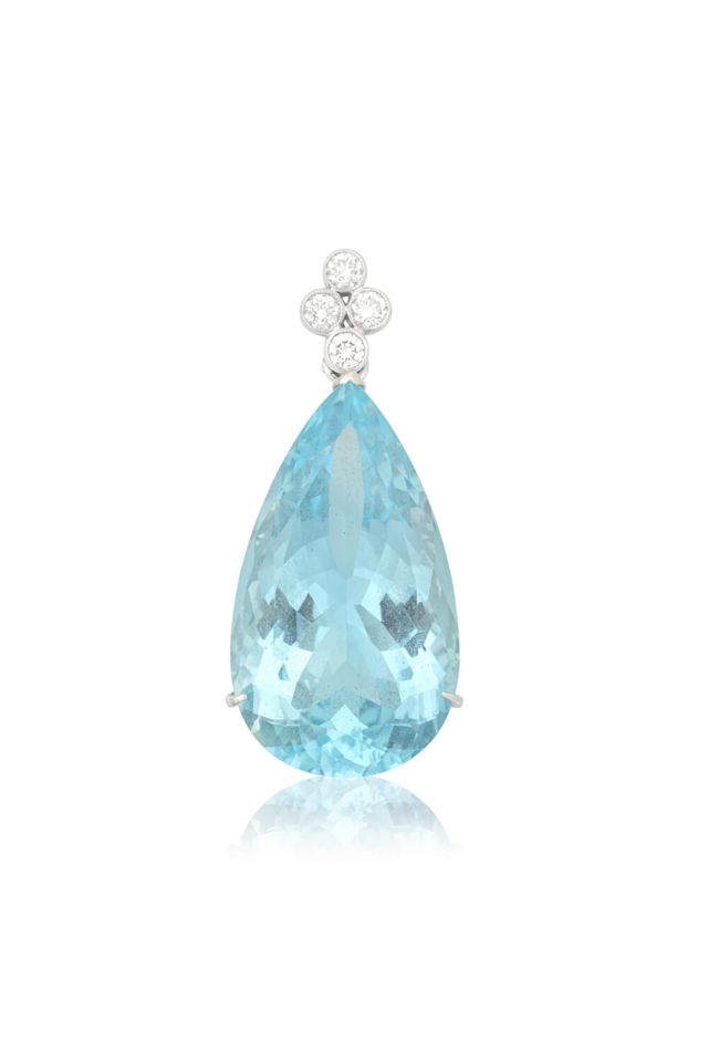 16k Gold Aquamarine and Diamond Pendant
