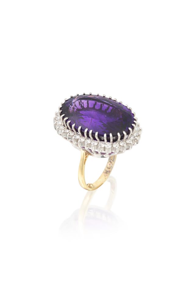 18k Gold Amethyst and Diamond Ring