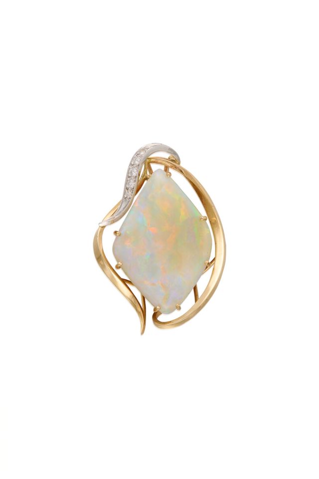 13k Gold Opal and Diamond Pendant
