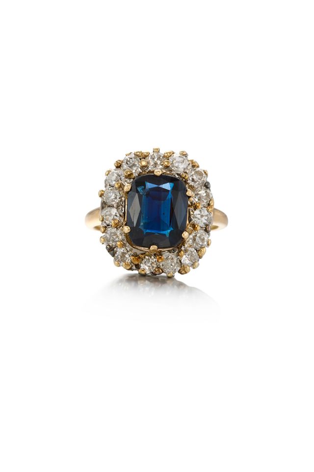 14k Gold Sapphire and Diamond Ring