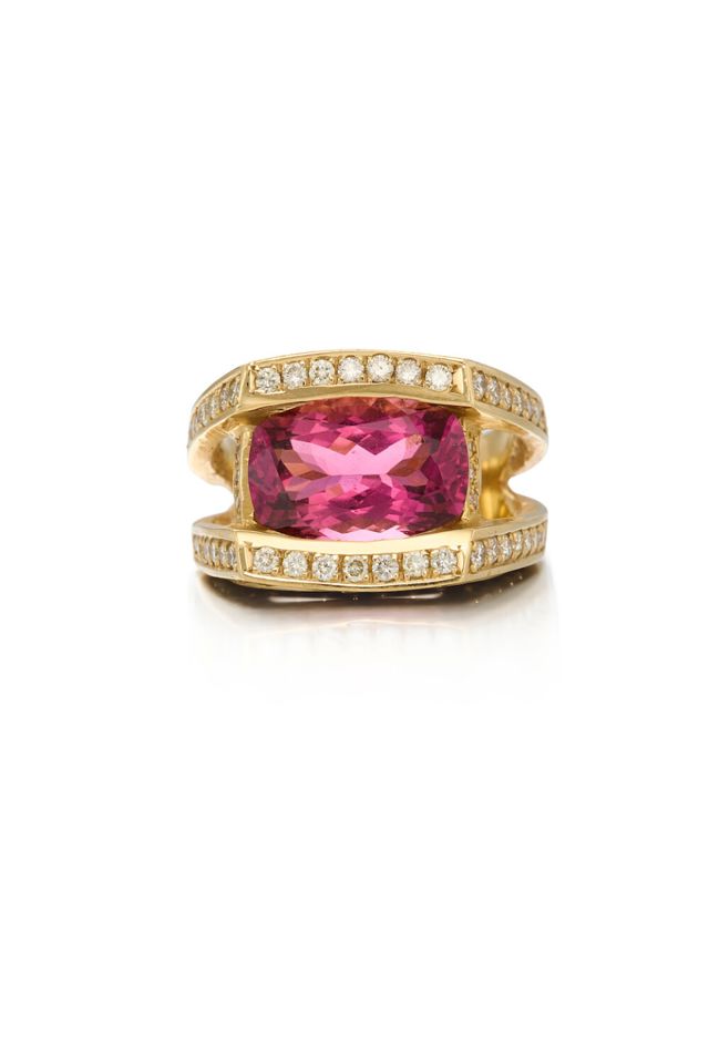 14k Gold Tourmaline and Diamond Ring