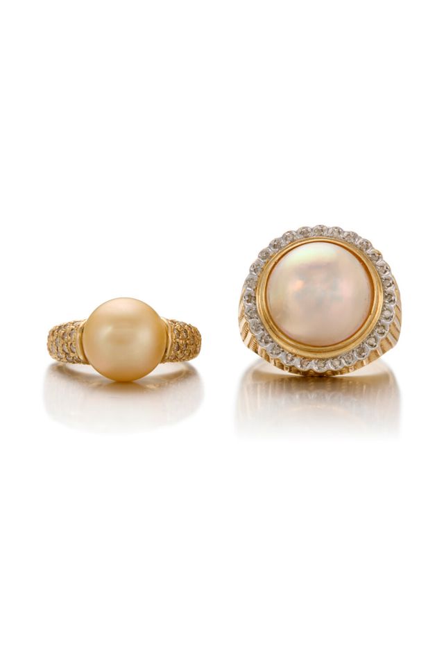 14k Gold Pearl and Diamond Rings