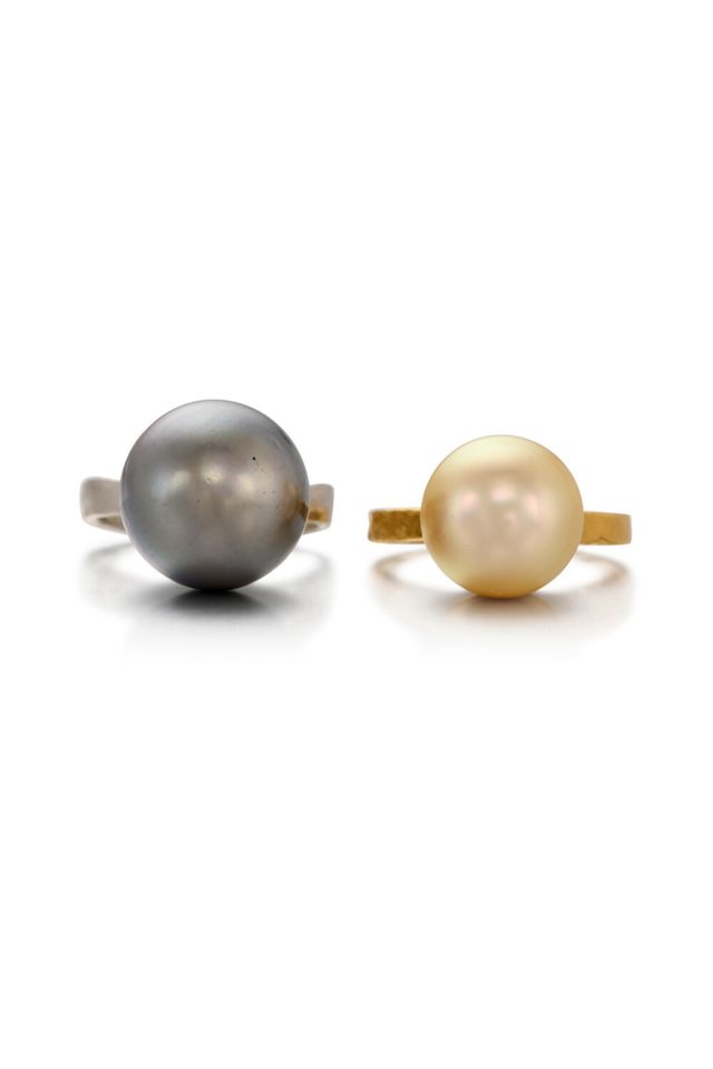 Two Gold and Platinum Pearl Rings