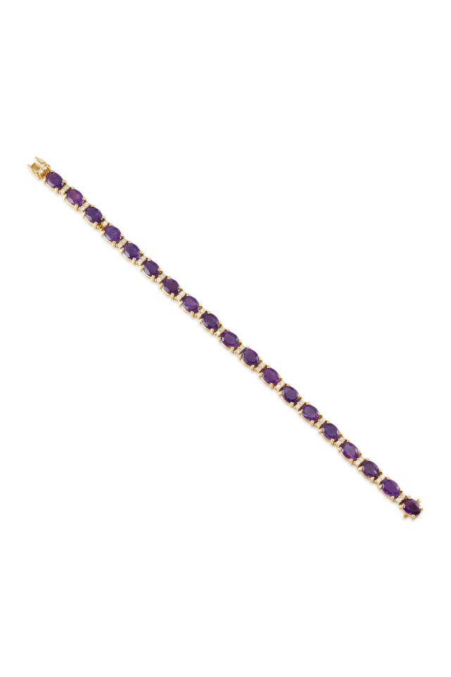 14k Gold Amethyst and Diamond Bracelet