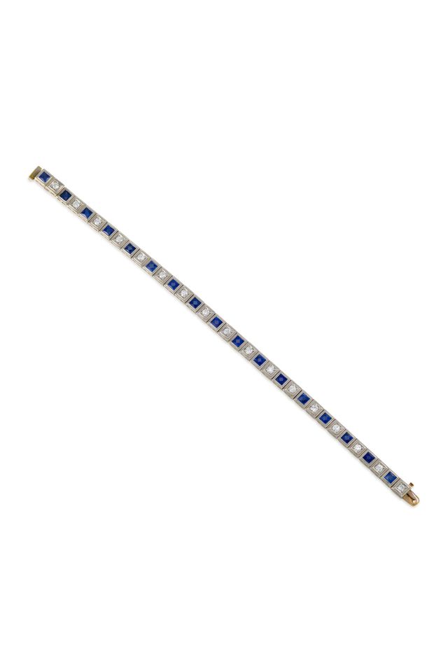 Platinum Sapphire and Diamond Bracelet