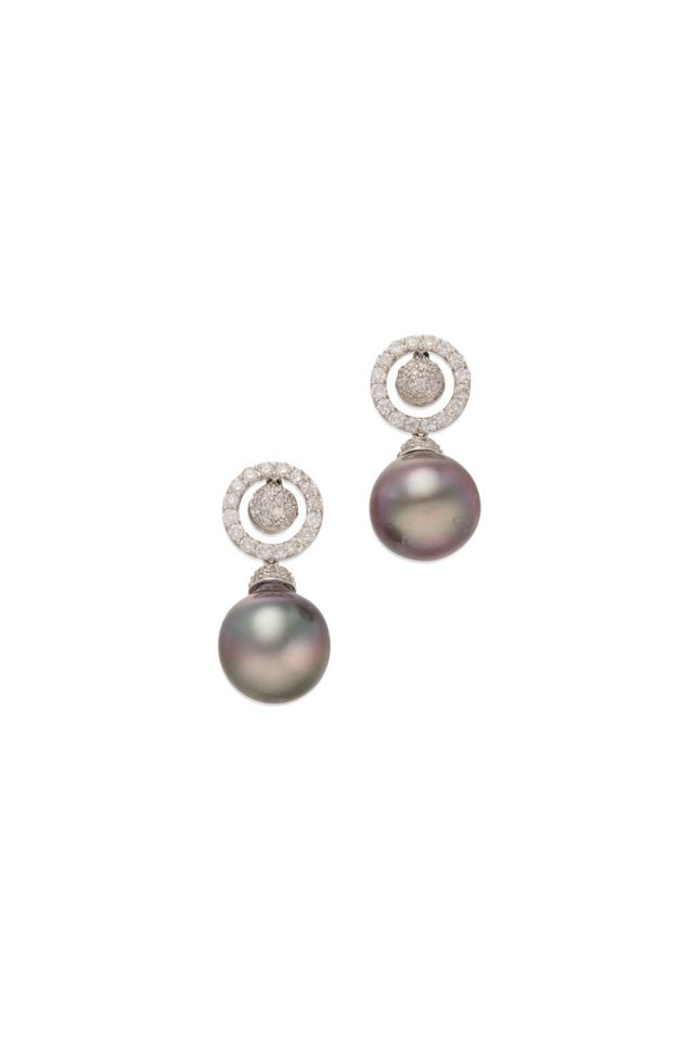 18k Gold Pearl and Diamond Earrings