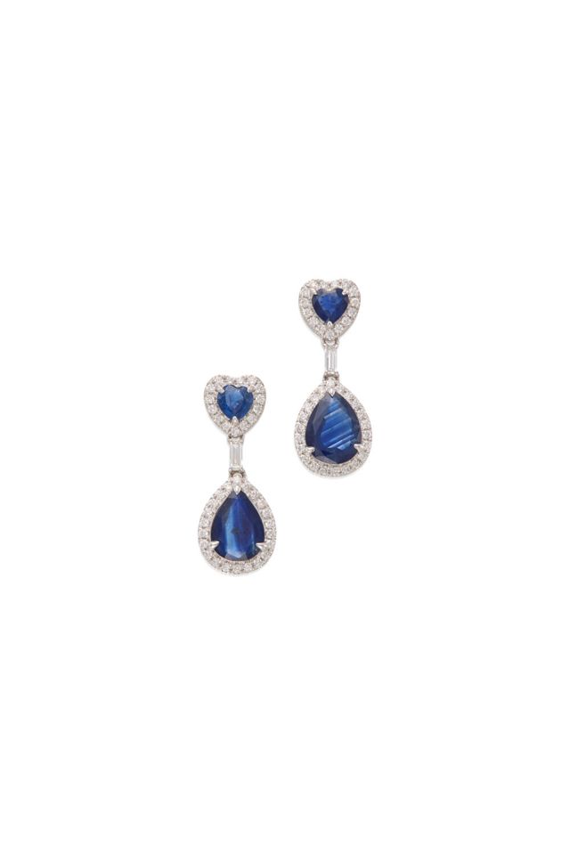 Platinum Sapphire and Diamond Earrings