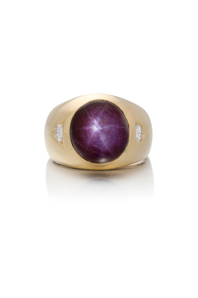 13k Gold Star Ruby and Diamond Ring