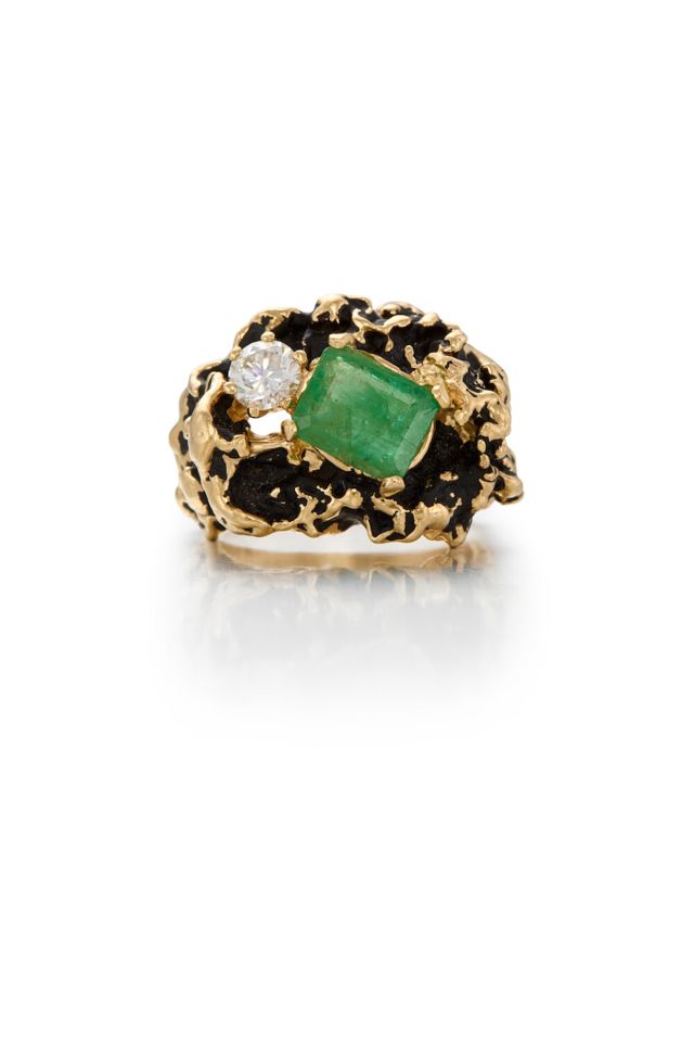 14k Gold Emerald and Diamond Ring