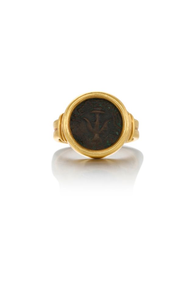 18k Gold Coin Ring