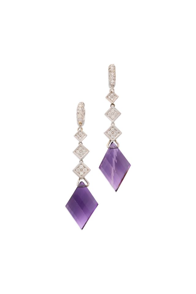 14k Gold Amethyst and Diamond Earrings