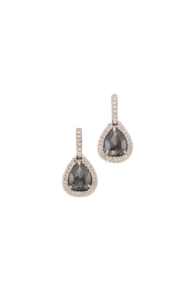 18k Gold Black Diamond Earrings