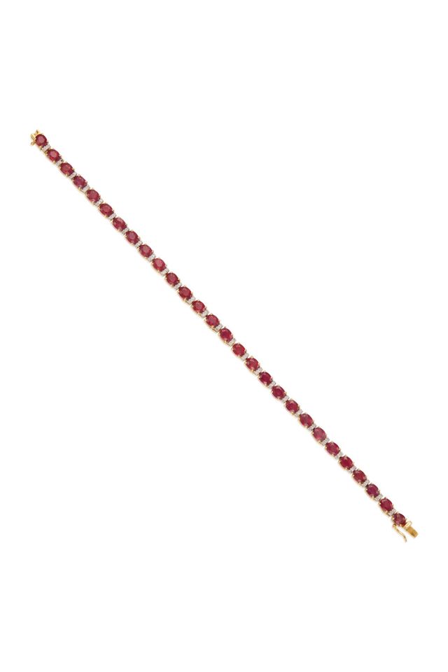 14k Gold Ruby Diamond Bracelet