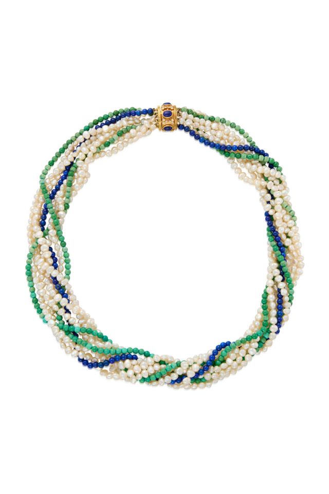 17k Gold Lapis Lazuli Pearl Necklace