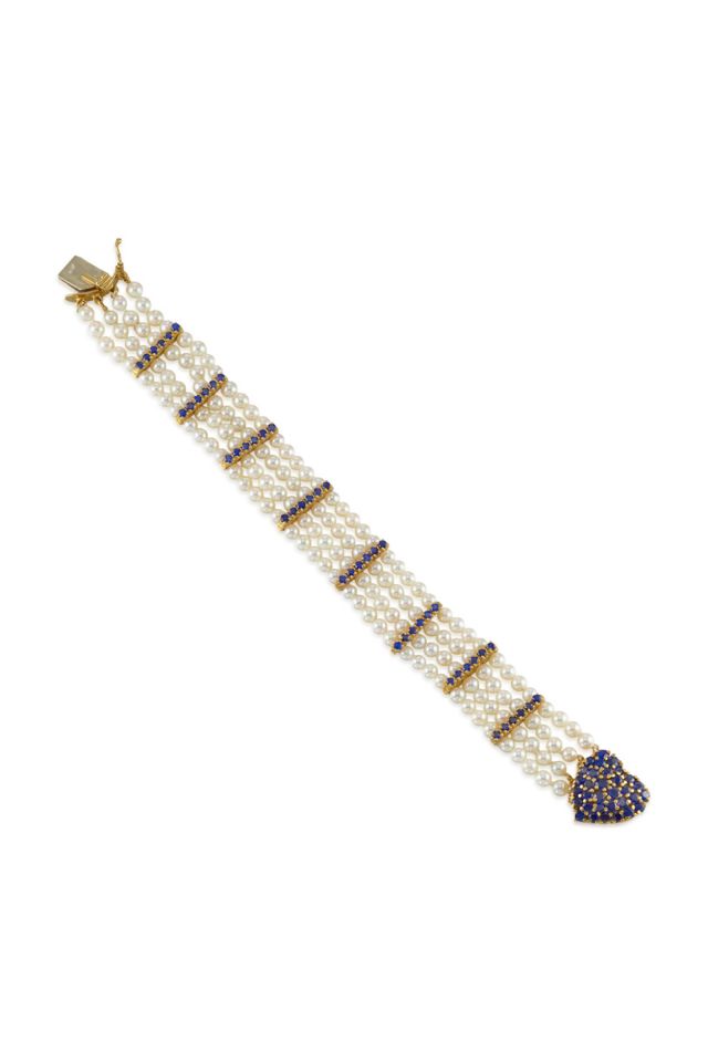 Gold Sapphire Pearl Bracelet