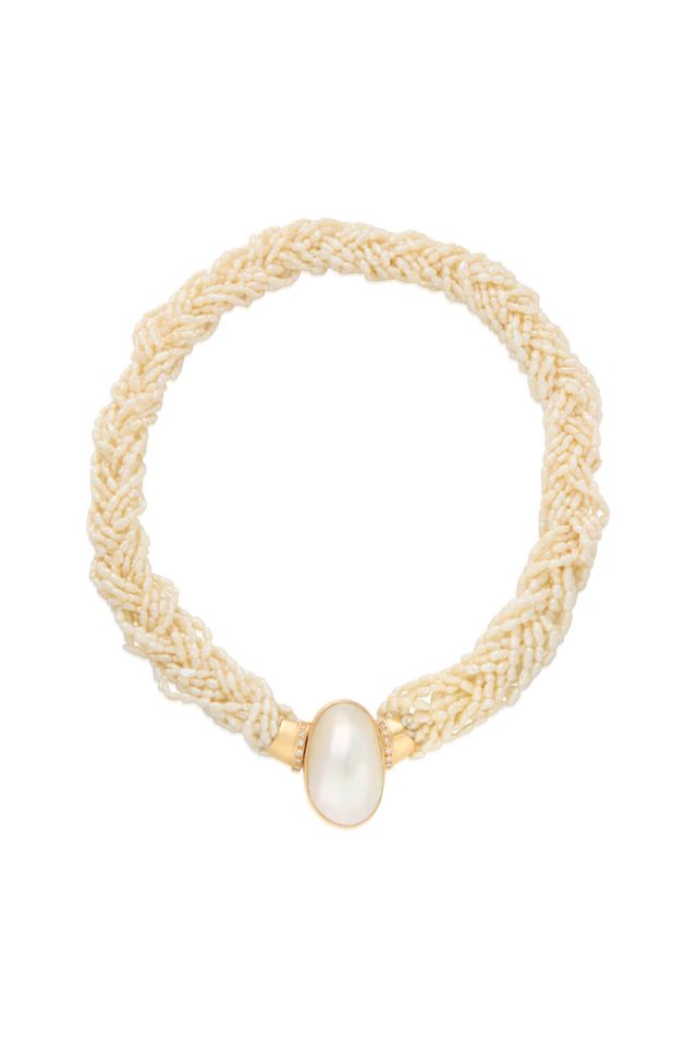 14k Gold Pearl Diamond Necklace
