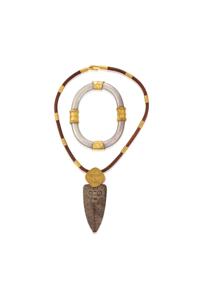 22k Gold Silver Necklace and Bracelet