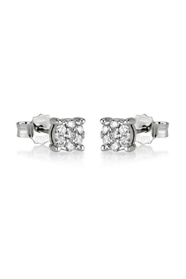 Pair of 14k Gold Diamond Earrings