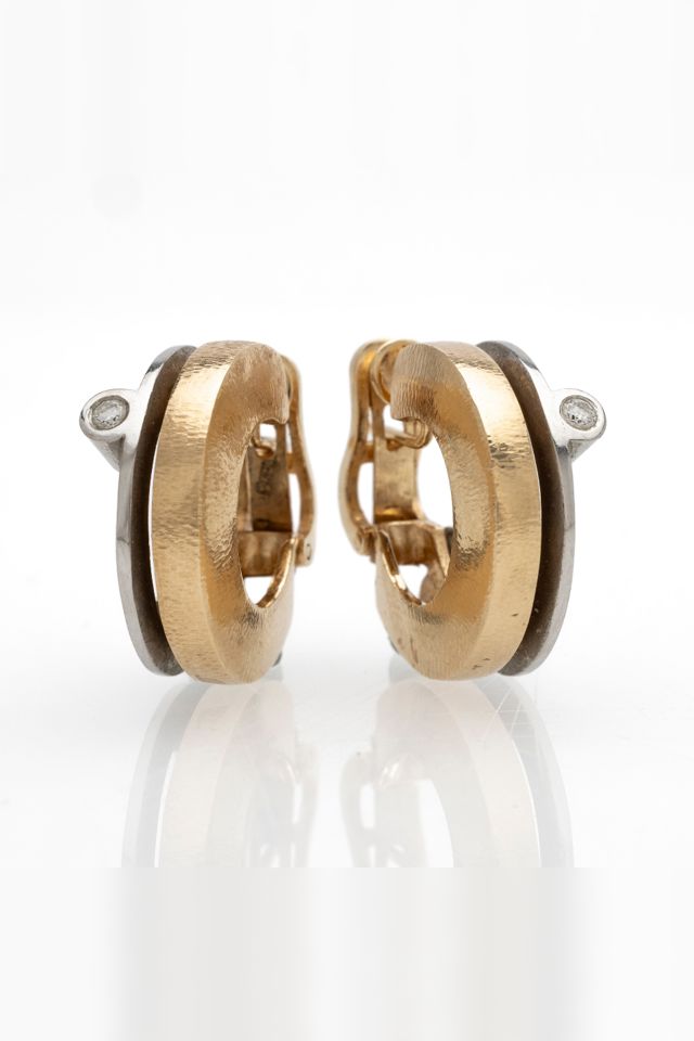 14k Red and White Gold Diamond Earrings
